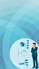 Decision tree diagram for identifying problems and opportunities in decision making process. Flat. Vertical Template. Vector illustration.