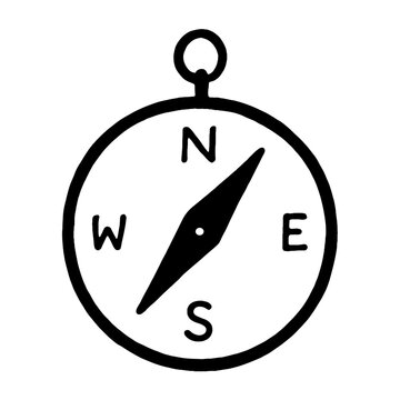 black compass pointing north, simple design clip art preview