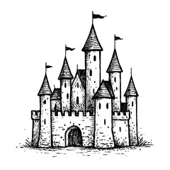 Fototapeta premium Medieval castle sketch illustration vector