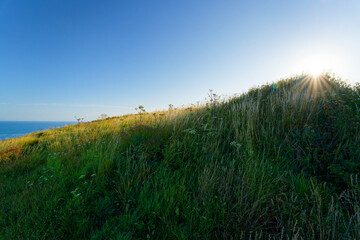 GR21 coastal path in Etretat cliffs