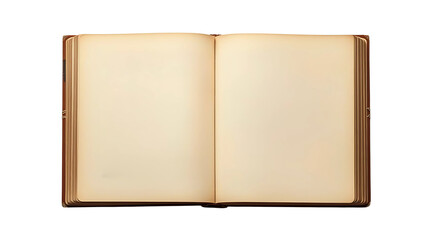 Top View Open Antique Book with Blank Pages - Vintage Knowledge and Storytelling - Historical Mockup Isolated transparent background 