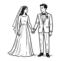 Fototapeta premium Elegant wedding couple illustration vector