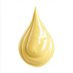 A Dripping Drop of Creamy Yellow Sauce , white background cut out PNG