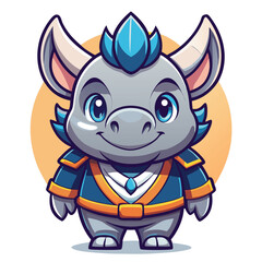 Obraz premium Cute dragon mascot smiles, game design, orange background