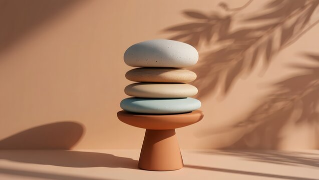 Smooth stacked stones on pedestal balanced stones smooth stones - Powered by Adobe