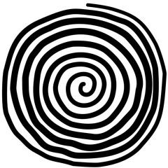 hand drawn round circles spiral line art isolated on white background