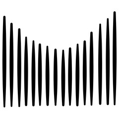 Black vertical shapes forming a symmetrical wave-like pattern, minimalist and abstract, suitable for modern art or sound design.