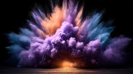 Fototapeta premium Mystical Cloud Burst A Symphony of Pastel Blue, Orange, and Deep Purple in Ethereal Abstract Art