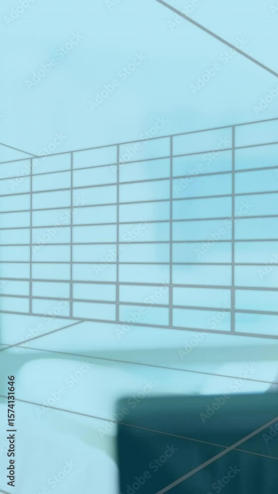 Poster animation of statistics and data processing over diverse business people using phone headsets