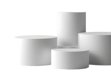 Minimalist Cylindrical Geometric Display on a Transparent Background | PNG white podium product stage display isolated on transparent 3d background