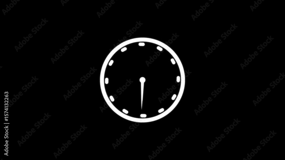 Aufkleber clock icon vector animation with clock face on black background.