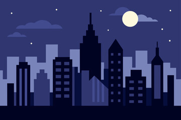 city skyline at night