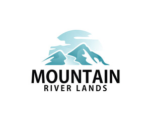 mountain logo creative design concept peak river landscape