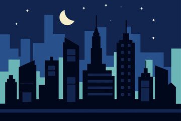 Naklejka premium night city skyline