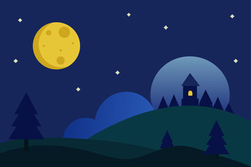 night landscape with moon