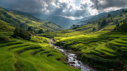 Naklejka premium rice terraces in bali