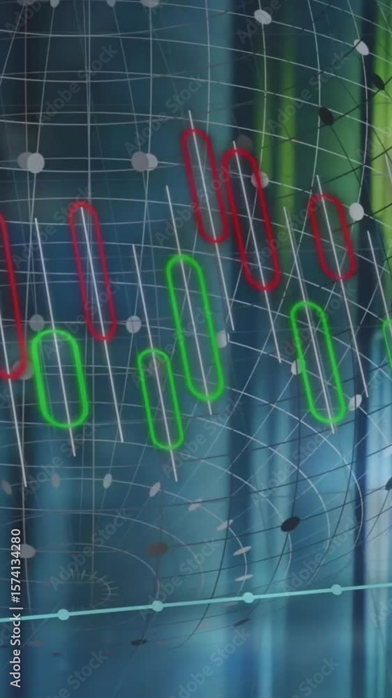 Poster animation of financial data processing over computer servers