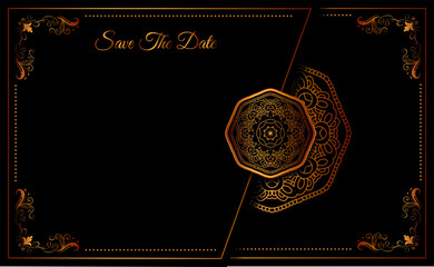 save the date invitation card floral ornament background