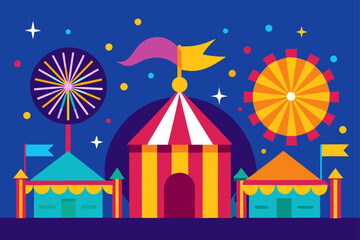 vibrant carnival scene with fireworks