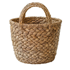 A basket with a handle is sitting on a white background