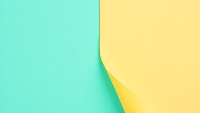 Teal and yellow paper curl background
