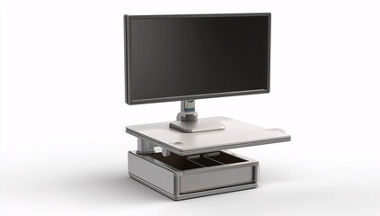 Ergonomic adjustable monitor riser stand desk organizer for home office computer workstation setup silver