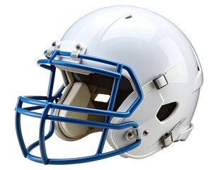 Fototapeta premium White American Football Helmet Showing Safety Features on White Background PNG