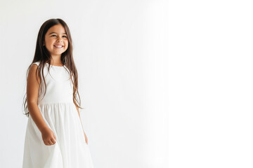 Smiling girl on white background