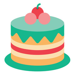 A delightful vector illustration of a celebratory birthday cake with colorful frosting and candles perfect for party invitations and decorations