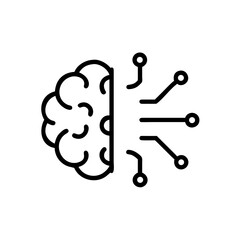 Outline illustration of a brain combined with electronic circuitry