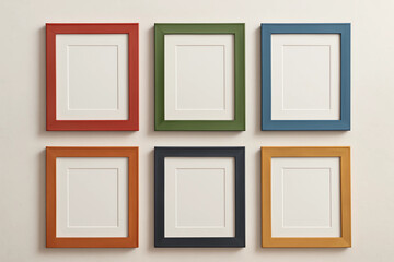 set of blank photo frames. Colorful frames
