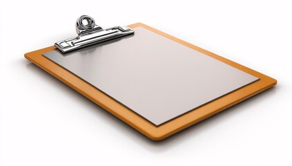 Clipboard blank paper document office business report checklist writing pad isolated background 3d render