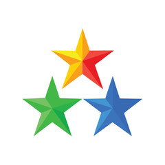 Obraz premium Colorful Star Rating Icons Set in Blue Green Red and Gold