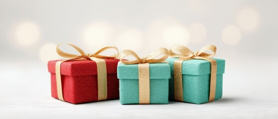 Obraz premium Festive gift presentation cozy home setting decorative image warm environment close-up view celebration concept