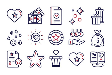 Modern employee benefit line art symbols showcasing workplace advantages and compensation packages ideal for business presentations and hr materials