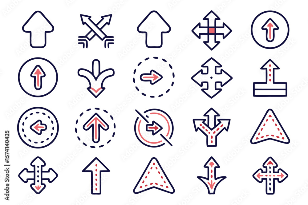 Poster diverse collection of black directional pointers and cursor symbols featuring a variety of styles an