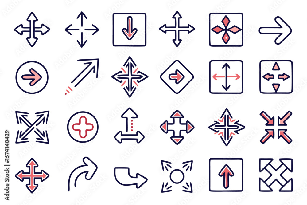 Poster diverse collection of black pointer and navigation symbols including cursor designs and directional 