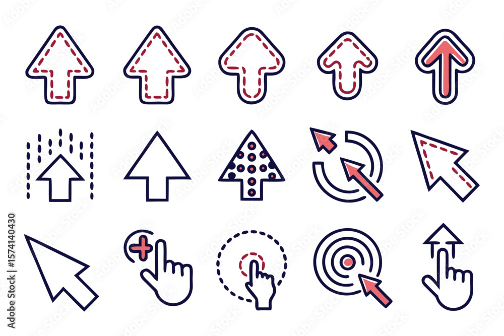 Poster comprehensive collection of black directional pointers and cursor elements showcasing various pointe