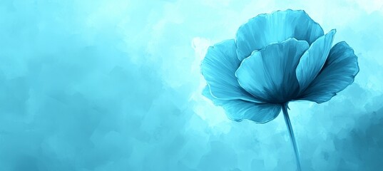 Beautiful Watercolor Illustration of a Delicate Cyan Wildflower with Soft Focus and Pastel Textures