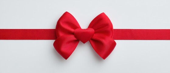 Elegant red bow decoration festive event image minimalist studio close-up view gift wrapping concept for special occasions