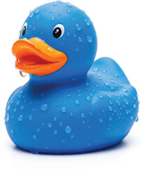 rubber duck with blue towel