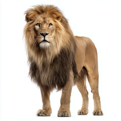 Majestic Lion in Full Glory , white background cut out PNG