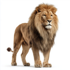 Majestic Lion in Full Glory , white background cut out PNG