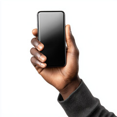 Black Smartphone Held in Hand - Modern Technology , white background cut out PNG
