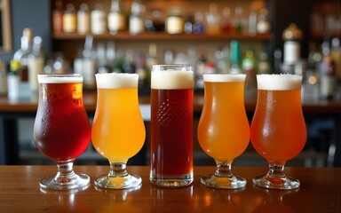 Variety of drinks at a bar. High quality