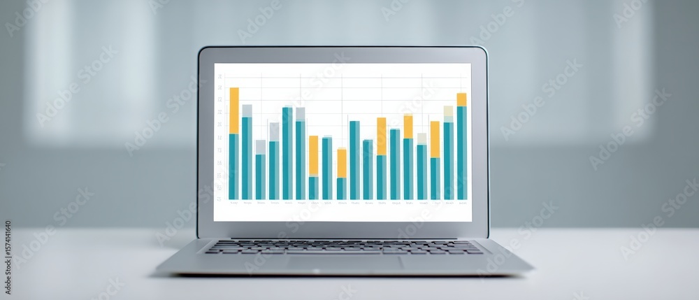 Poster data analysis presentation office workspace digital dashboard modern environment aerial view busines