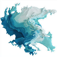Abstract Blue and White Paint Splash Art , white background cut out PNG