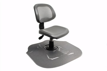 Gray mesh back office chair ergonomic adjustable height swivel task chair with floor mat for home office study 100