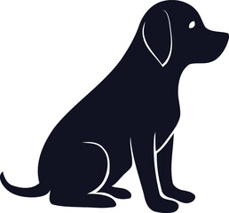 a dog head silhouette,high-contrast black and white,detailed fur texture,digital art,vector illustration
