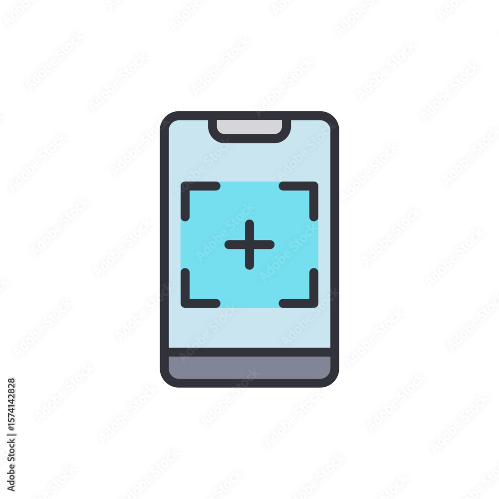 Poster modern smartphone displaying targeting crosshair for application design